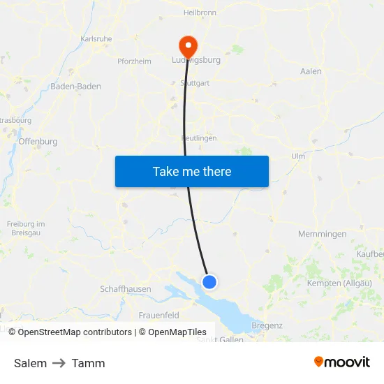 Salem to Tamm map