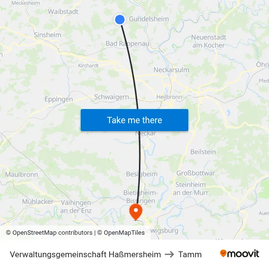 Verwaltungsgemeinschaft Haßmersheim to Tamm map
