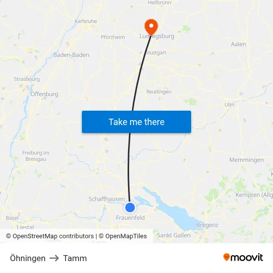 Öhningen to Tamm map