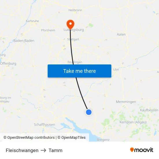 Fleischwangen to Tamm map