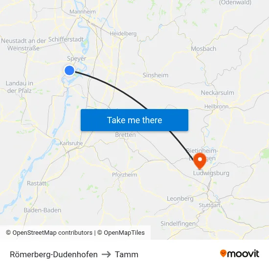 Römerberg-Dudenhofen to Tamm map