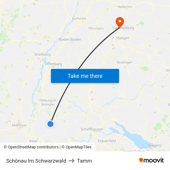 Schönau Im Schwarzwald to Tamm map