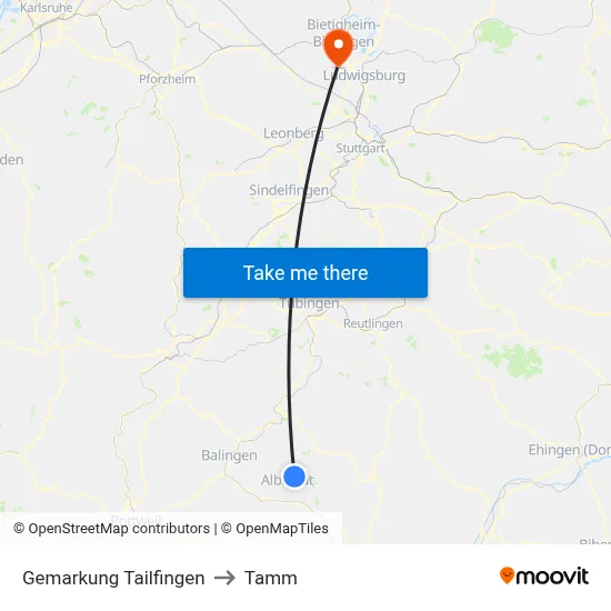 Gemarkung Tailfingen to Tamm map