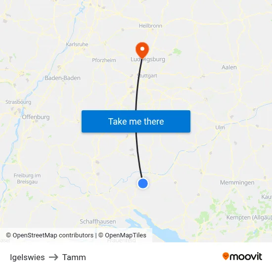 Igelswies to Tamm map