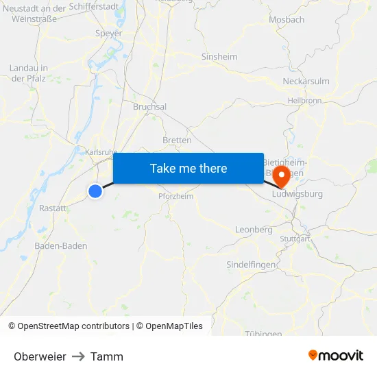 Oberweier to Tamm map