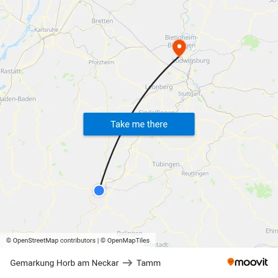 Gemarkung Horb am Neckar to Tamm map