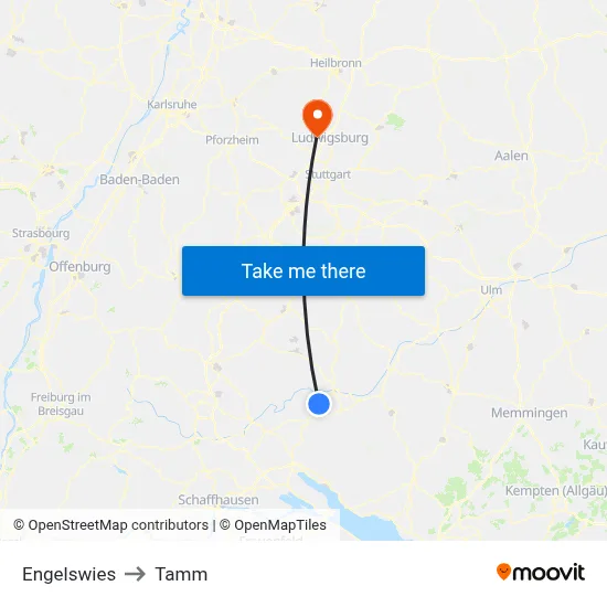 Engelswies to Tamm map