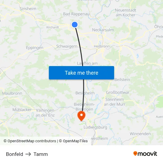 Bonfeld to Tamm map