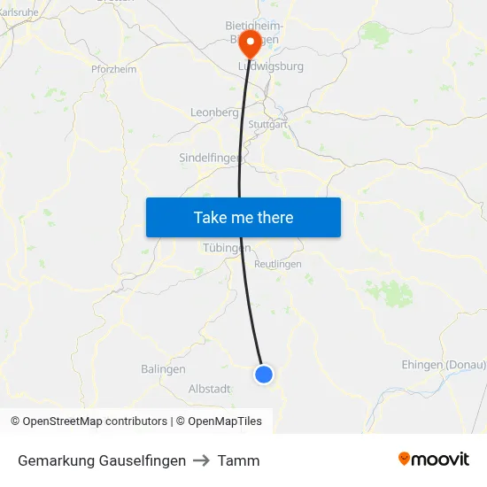 Gemarkung Gauselfingen to Tamm map