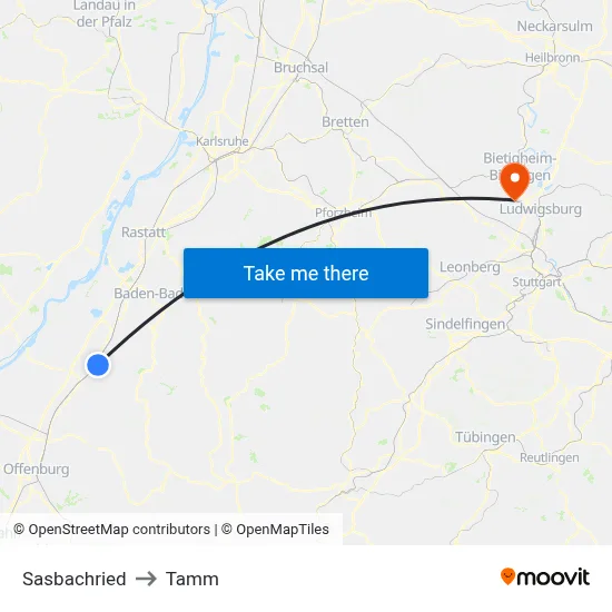 Sasbachried to Tamm map