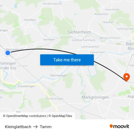 Kleinglattbach to Tamm map