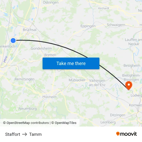 Staffort to Tamm map