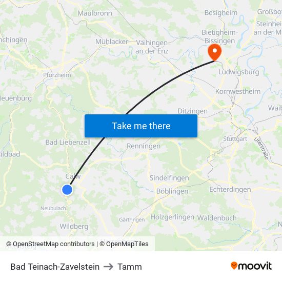 Bad Teinach-Zavelstein to Tamm map