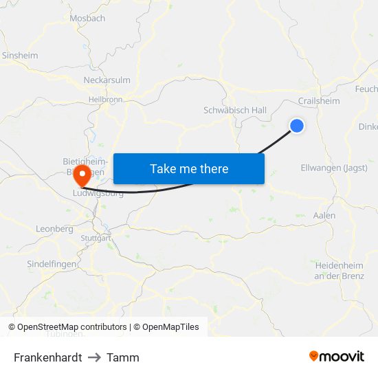 Frankenhardt to Tamm map