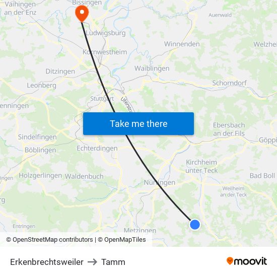 Erkenbrechtsweiler to Tamm map