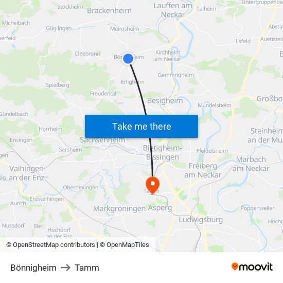 Bönnigheim to Tamm map