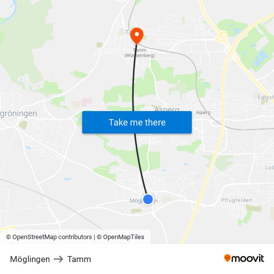 Möglingen to Tamm map