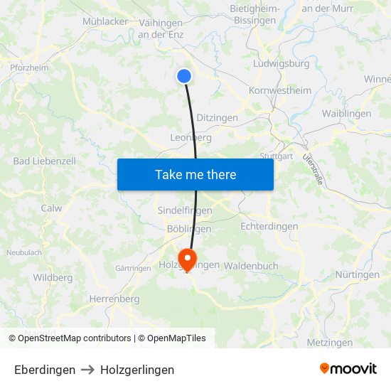 Eberdingen to Holzgerlingen map
