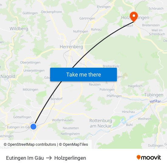 Eutingen Im Gäu to Holzgerlingen map