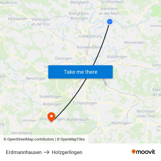 Erdmannhausen to Holzgerlingen map