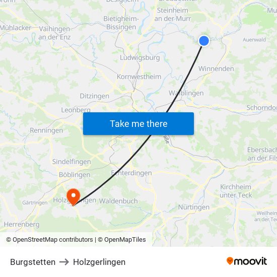 Burgstetten to Holzgerlingen map