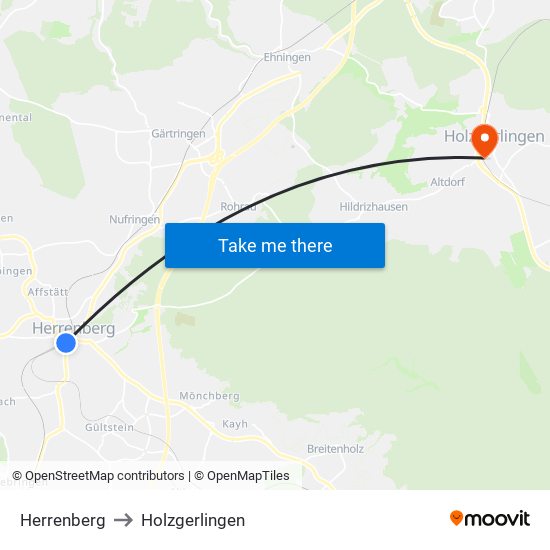 Herrenberg to Holzgerlingen map