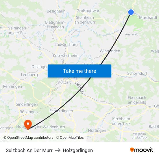 Sulzbach An Der Murr to Holzgerlingen map