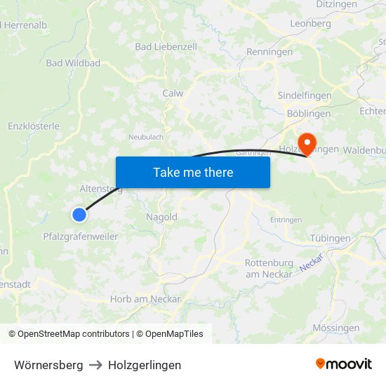 Wörnersberg to Holzgerlingen map