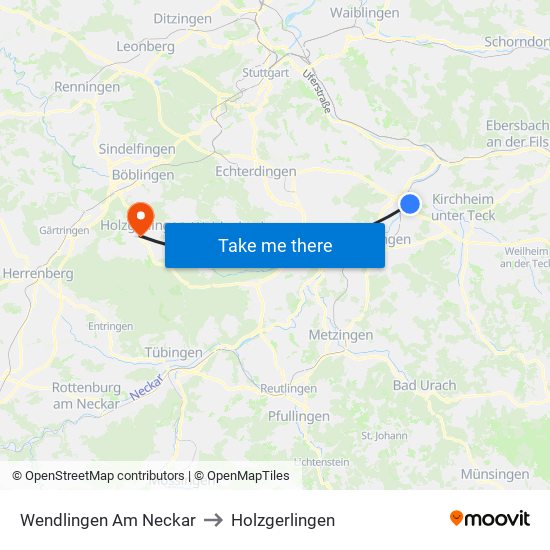 Wendlingen Am Neckar to Holzgerlingen map