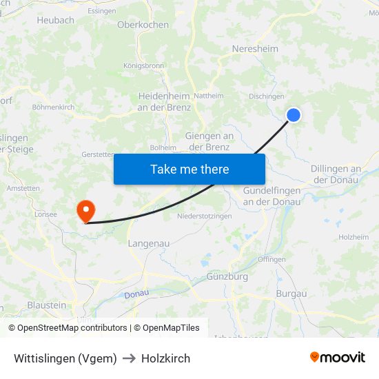 Wittislingen (Vgem) to Holzkirch map