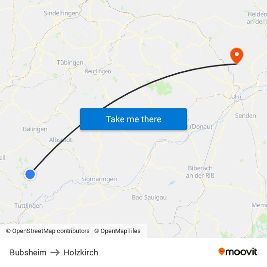 Bubsheim to Holzkirch map