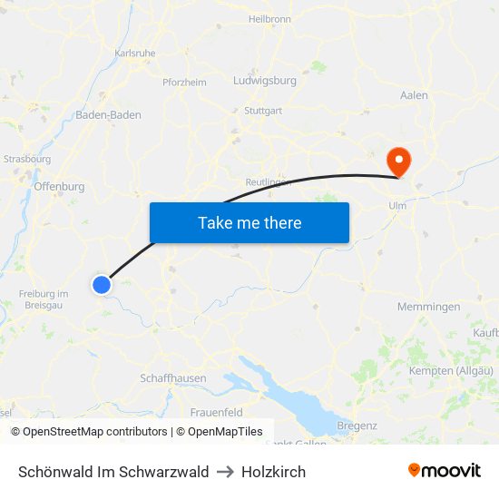 Schönwald Im Schwarzwald to Holzkirch map