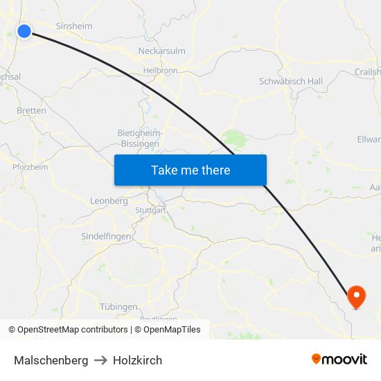 Malschenberg to Holzkirch map