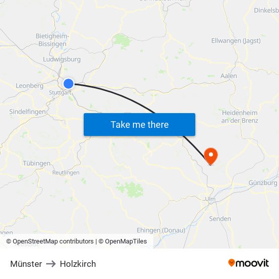 Münster to Holzkirch map