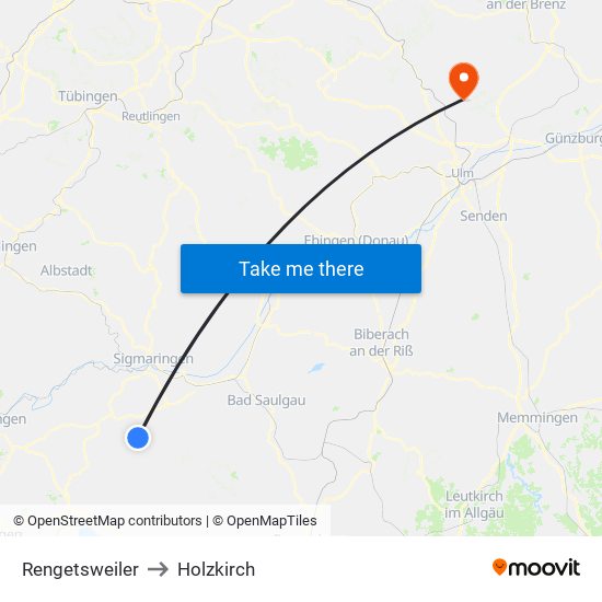 Rengetsweiler to Holzkirch map