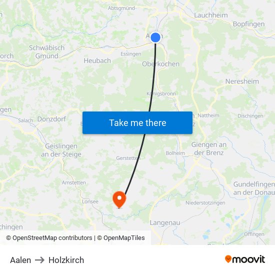 Aalen to Holzkirch map