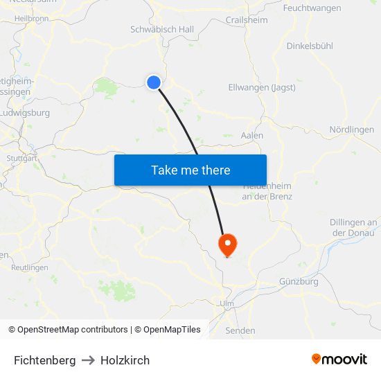 Fichtenberg to Holzkirch map