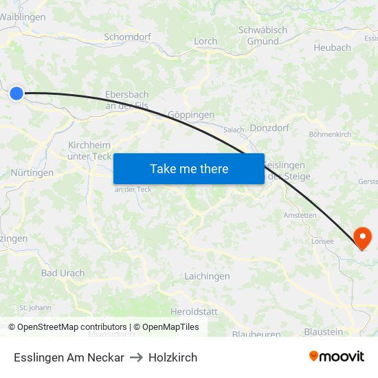 Esslingen Am Neckar to Holzkirch map