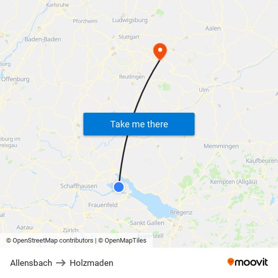 Allensbach to Holzmaden map