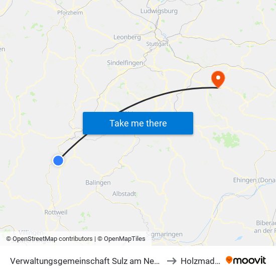 Verwaltungsgemeinschaft Sulz am Neckar to Holzmaden map