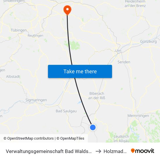 Verwaltungsgemeinschaft Bad Waldsee to Holzmaden map