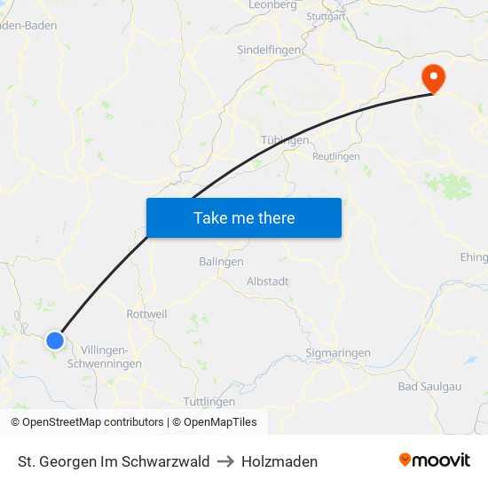 St. Georgen Im Schwarzwald to Holzmaden map