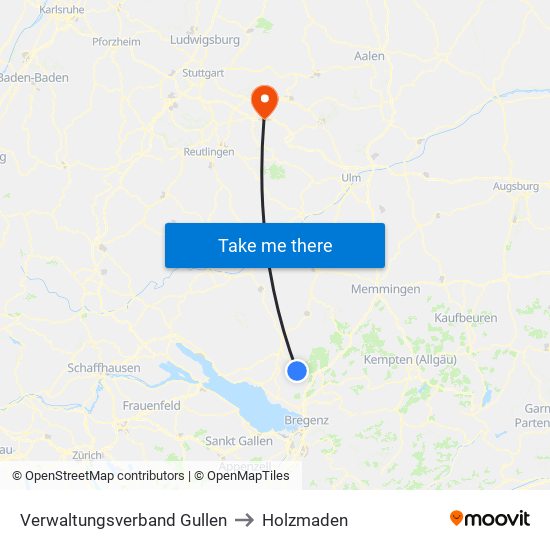 Verwaltungsverband Gullen to Holzmaden map