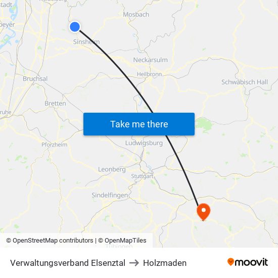 Verwaltungsverband Elsenztal to Holzmaden map