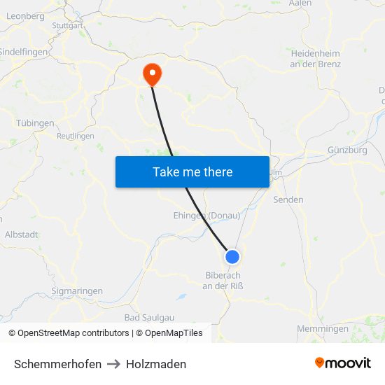 Schemmerhofen to Holzmaden map