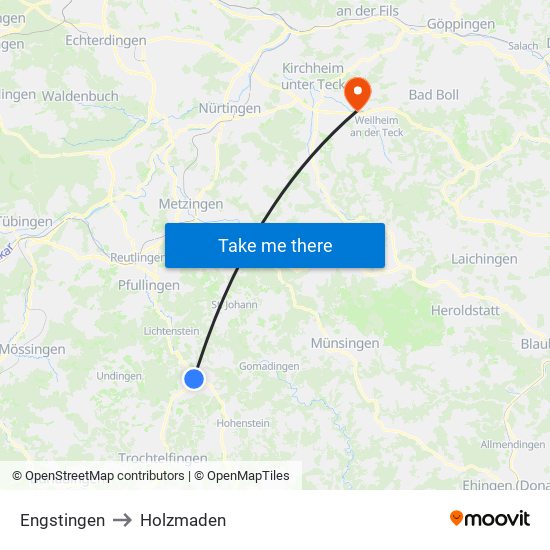 Engstingen to Holzmaden map