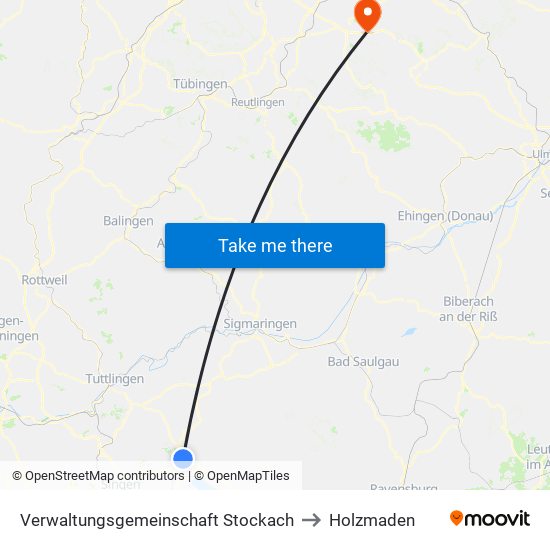 Verwaltungsgemeinschaft Stockach to Holzmaden map