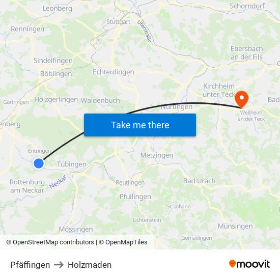 Pfäffingen to Holzmaden map