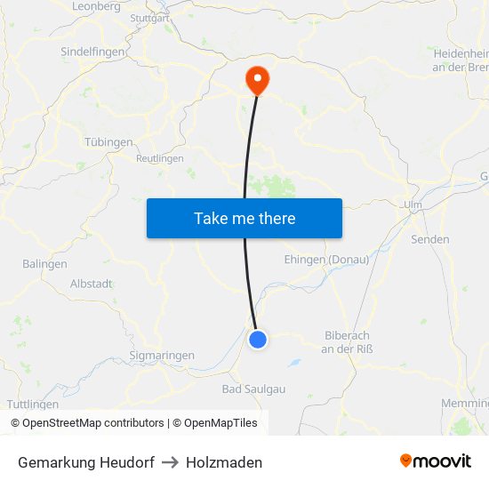 Gemarkung Heudorf to Holzmaden map