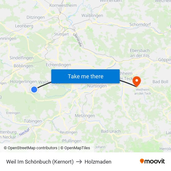 Weil Im Schönbuch (Kernort) to Holzmaden map